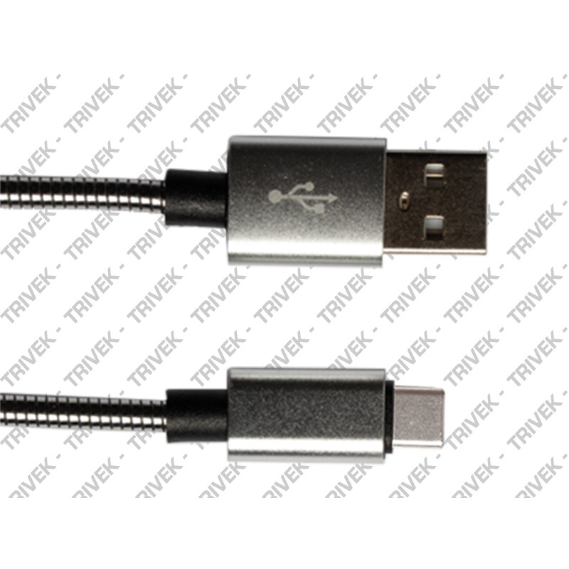 Cavo Connettore USB - Type-C (R+) SF SOLUZIONI 1 Metro Metallo Scuro