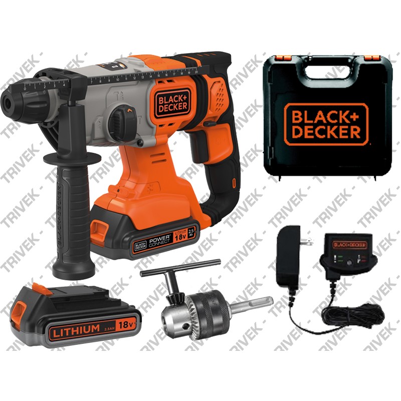 Martello Tassellatore SDS+ 18V 2 Batt. x 2,5Ah +Mandrino +Valigetta BLACK+DECKER