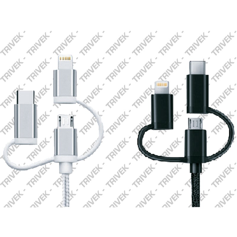 Cavo Connettore USB - 3-in-1 Rivestito in Cotone SF SOLUZIONI