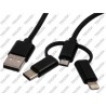 Cavo Connettore USB - 3-in-1 Rivestito in Cotone SF SOLUZIONI