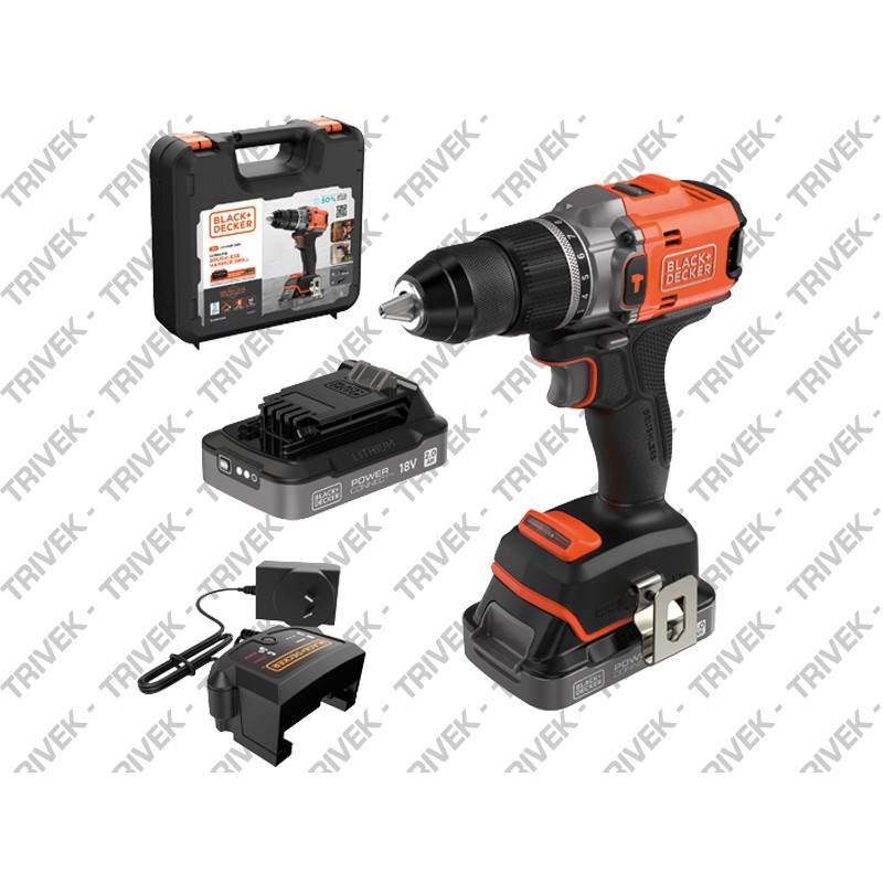 Trapano Avvitatore a Percussione 2 Batt 18 V Li 1,5Ah Brushless BLACK+DECKER